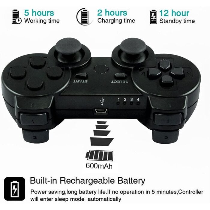 PS3 - Powerextra Wireless Controller Compatible with PS-3, High Performance Gaming Controller with Upgraded Joystick for Play-Station 3 (Black)