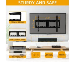 TV Wall Mount Tilt for Most 32-75 inch Flat/Curved TVs up to 165lbs, Heavy Duty Tilting TV Mount, Large Low Profile Wall Mount TV Bracket Fits 16"/18"/24" Stud, Max VESA 600x400mm