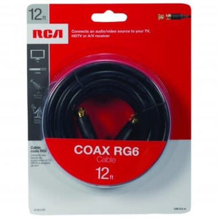 RCA RCAVH612R - RG6 Coaxial Cable (12ft; Black)