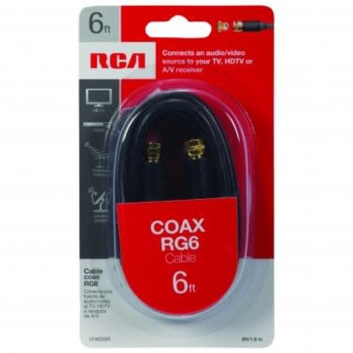 RCA RCAVH606R - RCA RG6 Coaxial Cable with F-Connectors (6 Ft.; Black)
