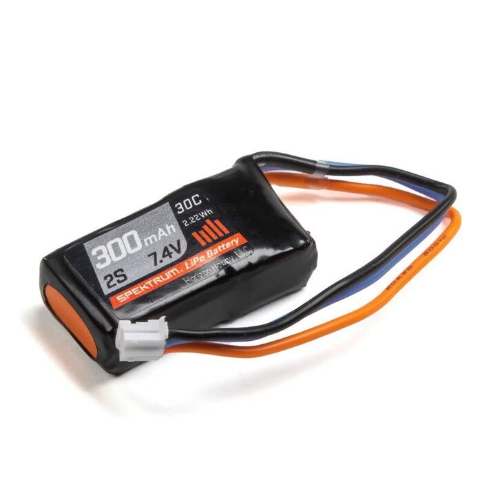 SPEKTRUM SPMX3002S30 - 7.4V 300mAh 2S 30C LiPo Battery: PH