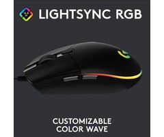 Logitech Wired Gaming Mouse, 8,000 DPI, Rainbow Optical Effect LIGHTSYNC RGB, 6 Programmable Buttons, On-Board Memory, Screen Mapping, PC/Mac Computer and Laptop Compatible - Black