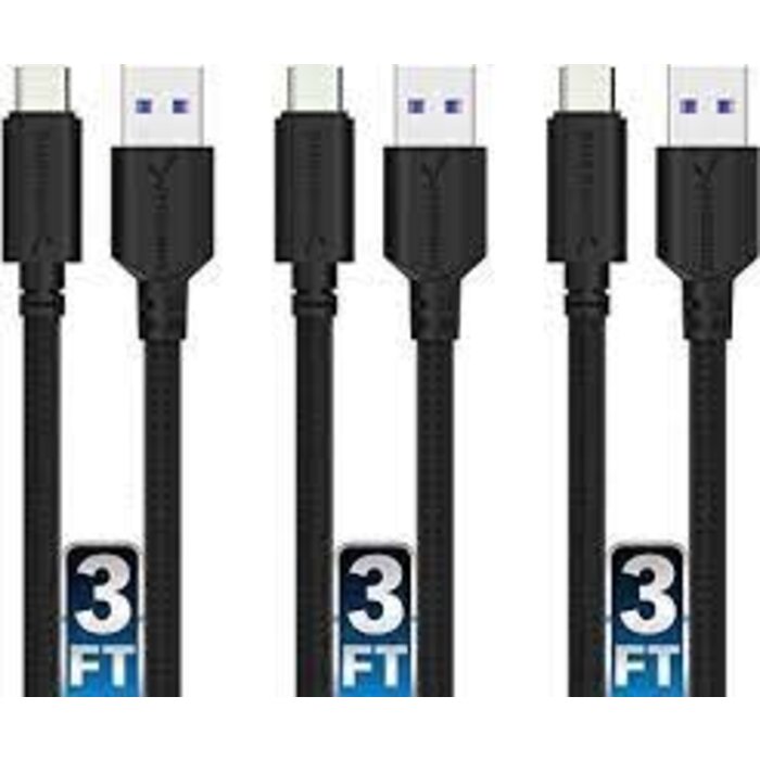 Premium High Speed 6ft USB-C to USB A 3.0 Charge Cables fast Sync for Playstation 5 DualSense, Xbox Series S X Core, Elite Series 2, NS Switch Lite, Controller [Black] (CB-C3X6)