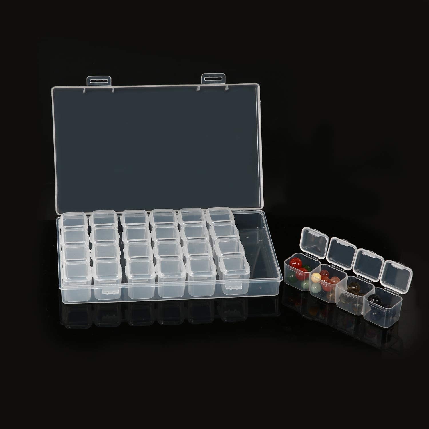 PARTS-ORG28 - KINJOEK - 28 Grids Bead Organizer Containers Storage
