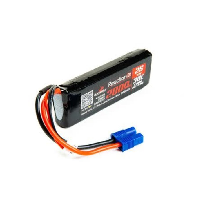 DYNAMITE 7.4V 2000mAh 2S 30C Reaction 2.0 LiPo Battery: EC3