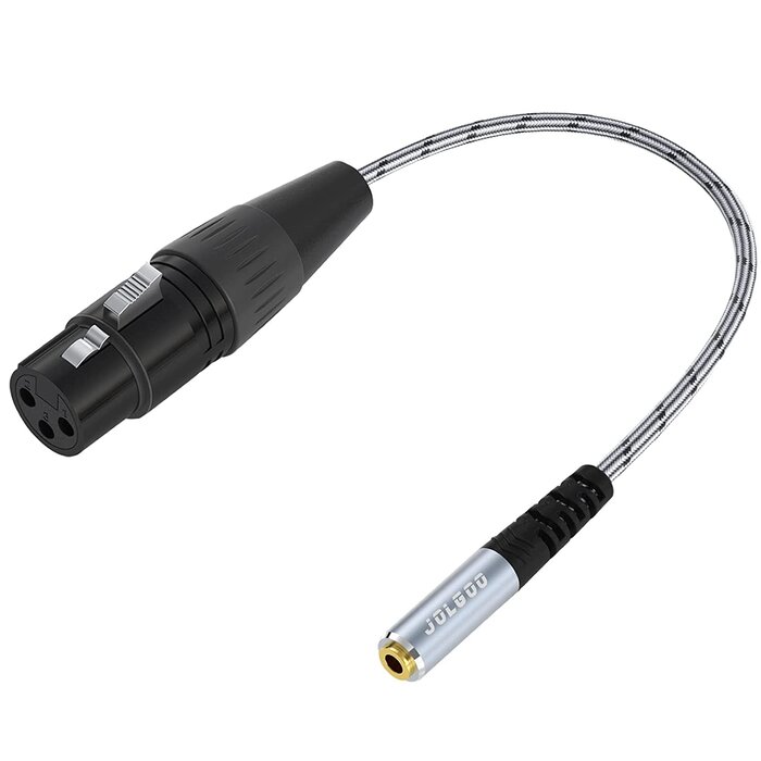 3.5F-XLRF - JOLGOO XLR Female to 3.5mm Stereo Jack Audio Adapter Cable, 3-pin XLR Female to 1/8 inch TRS Mini Jack Adapter Cable, 1 Feet, Balanced Audio Converter Adapter Cable