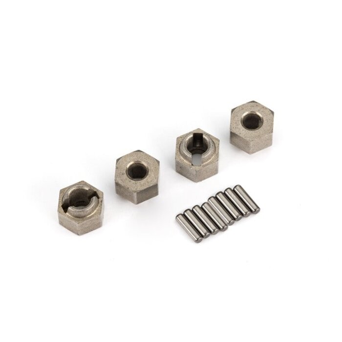 Traxxas 9750A - Wheel hubs, 7mm hex (steel) (4)/ axle pins (8)