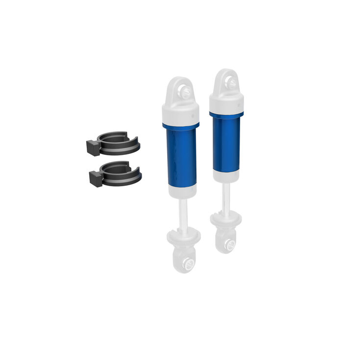 Traxxas 9763-BLUE - Body, GTM shock, 6061-T6 aluminum (blue-anodized) (includes spring pre-load spacers) (2)