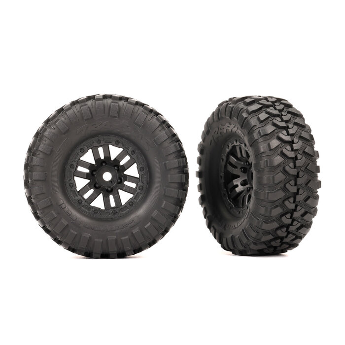 Traxxas 9773 - Tires & wheels, assembled (black 1.0' wheels, Canyon Trail 2.2x1.0' tires) (2)
