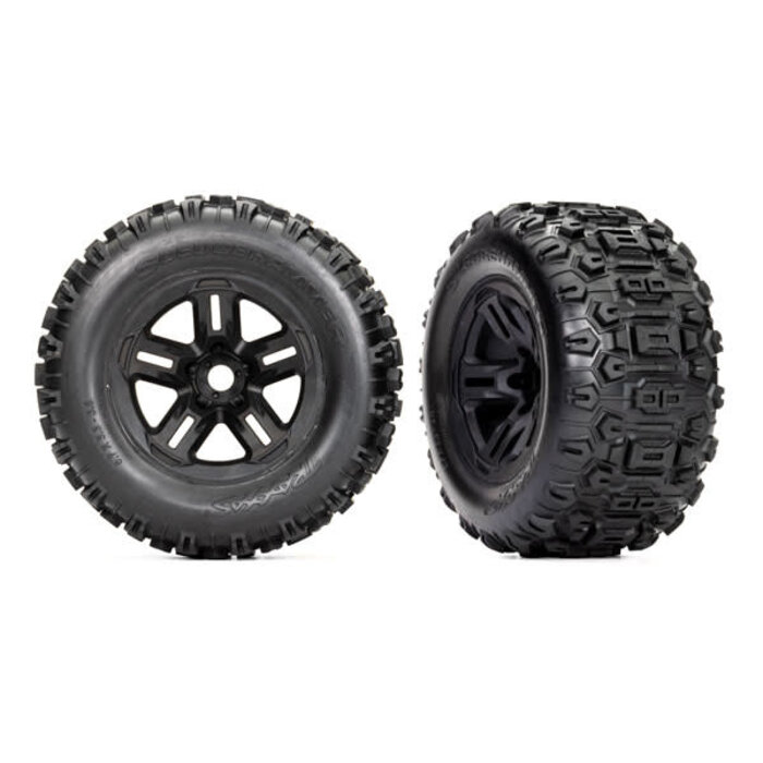 Traxxas 9672 - Tires and wheels, assembled, glued (3.8' black wheels, Sledgehammer® tires, foam inserts) (2)