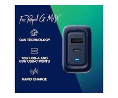 SkullCandy Rapid G Max Dual Port GaN Wall Charger, 65W USB C Laptop Charging Port and 18W USB A Charging Port - Blue/Green