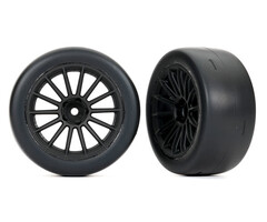 Traxxas 9375 - Tires and wheels, assembled, glued (multi-spoke black wheels, 2.0' slick tires, foam inserts) (rear) (2)