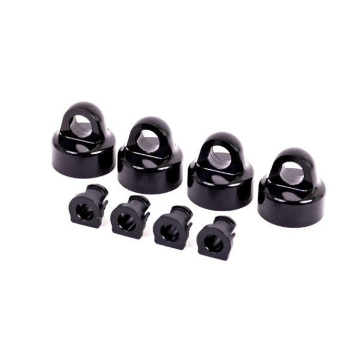 Traxxas 9664A - Shock caps, aluminum (black-anodized), GT-Maxx® shocks (4)/ spacers (4) (for Sledge®)