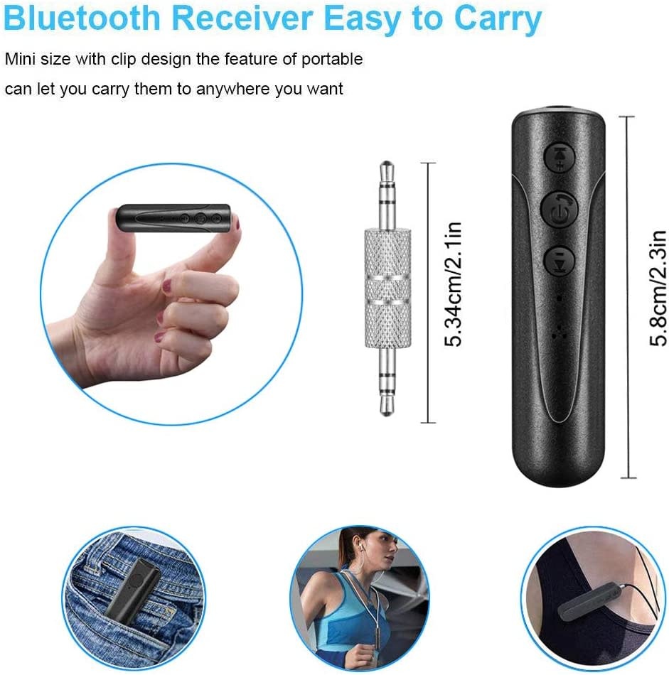 5.0 Bluetooth Audio Receiver Mini Stereo Bluetooth AUX USB 3.5mm Jack Car  Kit