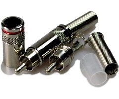 RCA-SPRING-ADAPTER - jing RCA Male Plug Screws (Pair)，RCA Connector Solder Soldering Audio Video in-Line Jack Adapter with Spring Strain Relief Connector