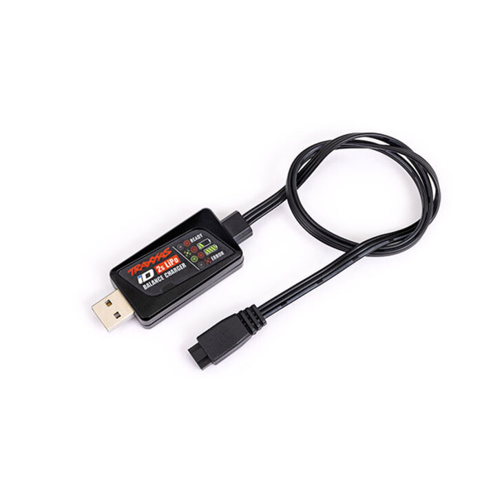 Traxxas 9767 - Charger, iD® Balance, USB (2-cell 7.4 volt LiPo with iD® connector only) for TRX-4M