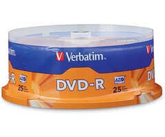 Verbatim DVD-R Blank Discs AZO Dye 4.7GB 16X Recordable Disc - 25 Pack Spindle