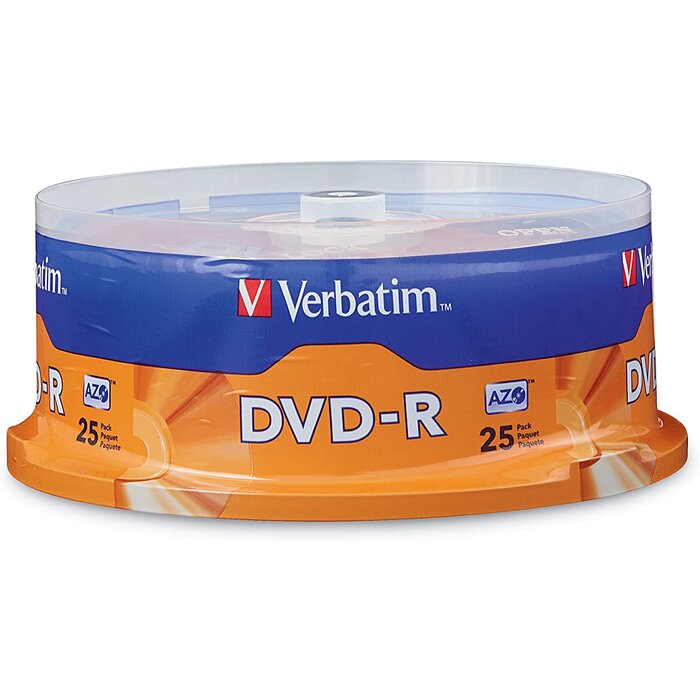 Verbatim DVD-R Blank Discs AZO Dye 4.7GB 16X Recordable Disc - 25 Pack Spindle