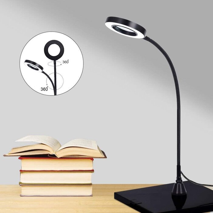 LED 3X Magnifier, Flexible Gooseneck Magnifier Lamp Strong Magnet Base, Can Be Positioned to Hold The Magnifier Where You Want Hands Free