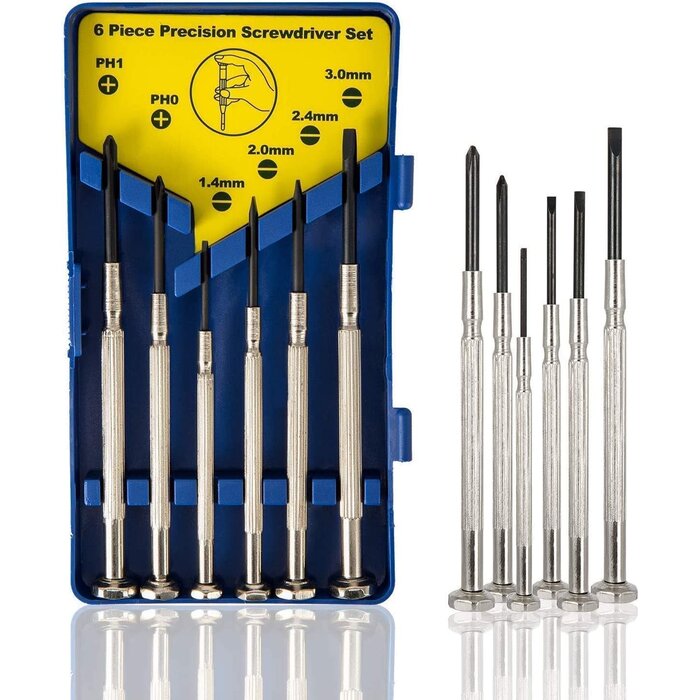 6 Piece Mini Screwdriver Set, Eyeglass Repair Screwdriver, Precision Repair Tool Kit with 6 Different Size Flathead and Philips Screwdrivers, Ideal for Watch, Jewelers