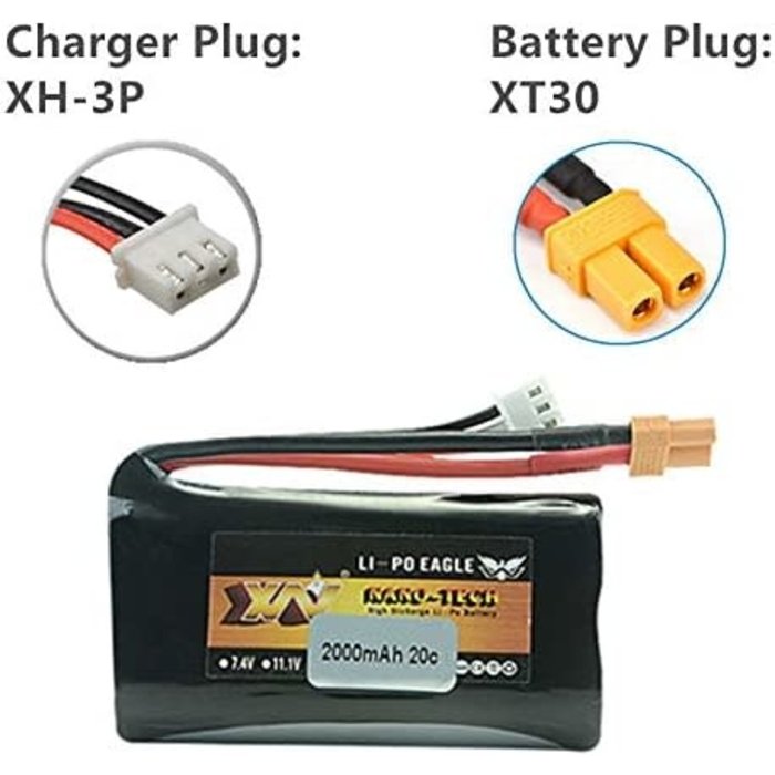 RageRC RC-7.4V-XT30 - CBB - 7.4V 2000mAh Lipo Battery for Huina 580 550 583 582 RC Excavator RC Vehicles RC Truck