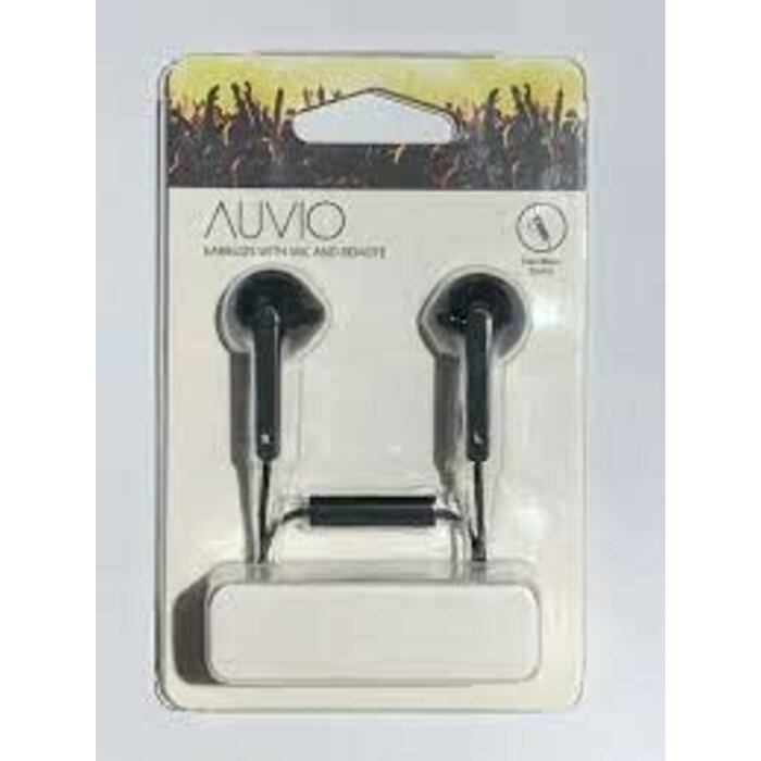 330-1711 - Auvio -  Clip Earbuds with Mic & Remote, Black