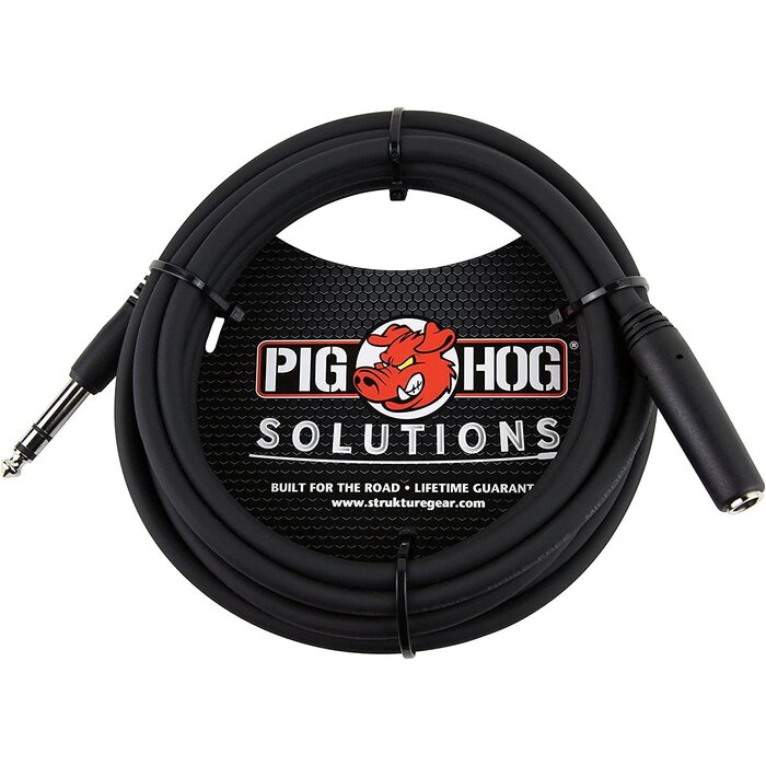 PHX14-10 - Pig Hog - 10ft 1/4" TRSF to 1/4" TRSM Headphone Extension Cable, 10 Feet