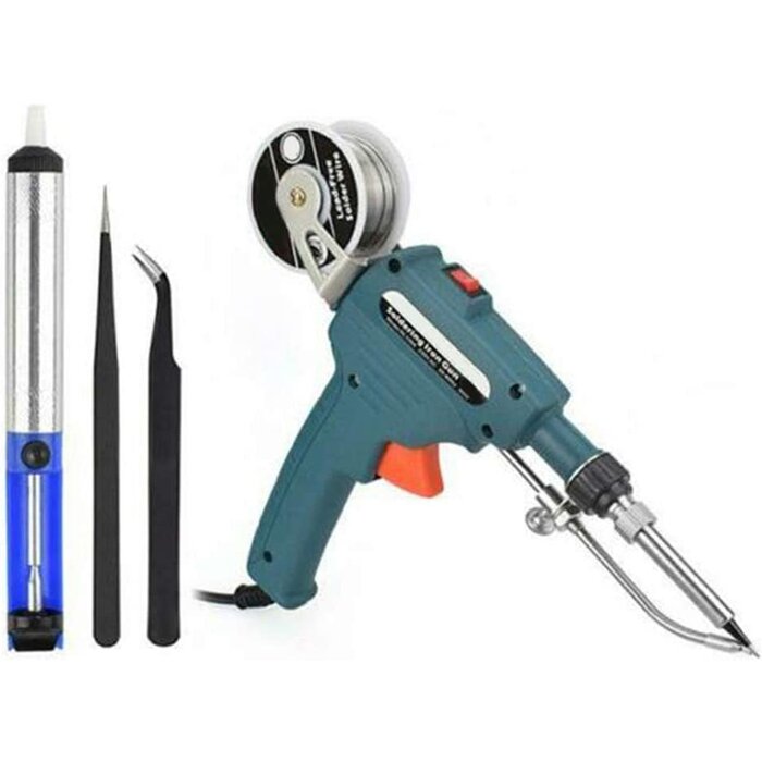 MEKTY - MEKTY - Soldering Gun Automatic Hand-held Solder Iron Kit, 6-in-1 Soldering Gun Toolour Solder Gun Kit, Automatic Hand-held Welding Guns with Tin Wire and Tweezers, for Electronic Repair, 110V US Plug