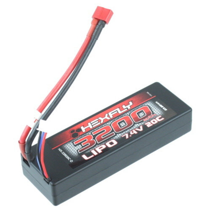 Hexfly HX-320020C-D - Hexfly 2 cell  7.4V 3200mAh 20C LiPo Battery (Deans) Hardcase