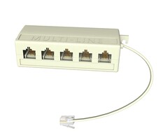 5-WAY-SPLIT - Goupchn - Five Way Telephone Splitter RJ11 6P4C Male to 5 Female Outlet Ports Sockets Phone Line Splitter Adapter for Telephone, Landline, Fax Ivory