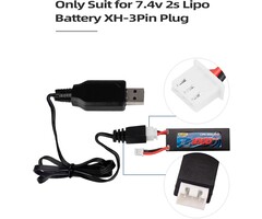 RC-JST-3PIN - BGUAD - 7.4V 2S LiPo Battery USB Charger Cable 1A Fast Charging with XH-3P Connector for SCX24 RC Car Truck Rock Crawler FPV Drone Airplane Boat Racing Quadcopter Helicopter Airsoft Glider UAV, 2 Pcs