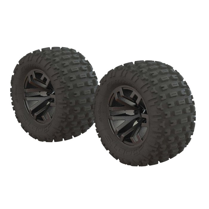 Arrma ARA550086 -  'Fortress MT' Tire Set Glued Gun Metal (2)