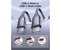 USBC2C-6FT - JSAUX - 100W USB C to USB C Cable, 6ft USBC Type C Charging Cable Fast Charger Compatible with MacBook Air/Pro, iPad Pro 12.9/11/Air/Mini, Samsung Galaxy S23 S22 S21 S20 Ultra, Pixel - Grey