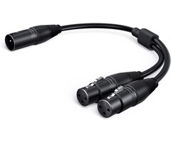 XLR-M-DUAL-F - CableCreation - XLR Male to Dual XLR Female Y Splitter 3Pin Balanced Microphone Cable, 0.3 Meter/Black
