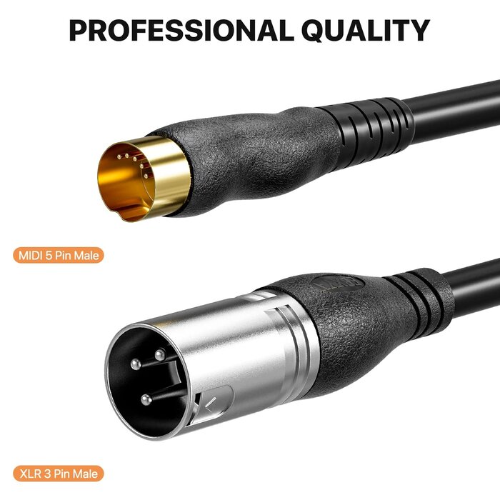 MIDI-XLR - EBXYA - MIDI to XLR Cable 3 Feet, MIDI Male to XLR Male
