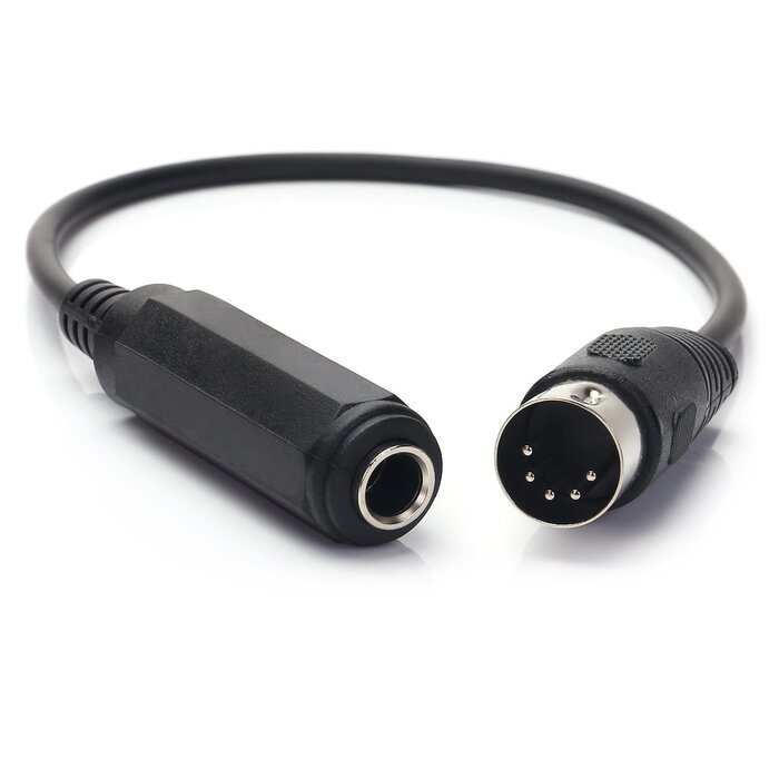 1/4IN-2-MIDI - MOBOREST - 6.35mm(1/4) TRS to 5-Pin DIN MIDI Cable Adapter Connect an Speaker, Amplifier, Mixer to MIDI Keyboard, Synthesizer, Guitar and Other European Type Stereo Equipment with Din 5 Connector -1FT