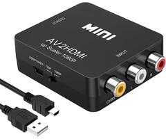 RCA2HDMI - Sorthol AV to HDMI Converter, RCA to HDMI Adapter, 1080p 3RCA CVBs to HDMI Composite Video Audio Converter Adapter for TV/PS3/VHS/VCR/DVD/PC/Blu-Ray DVD, Black