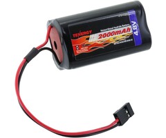NiMH Receiver RC Battery with Hitec Connectors 4.8V 2000mAh High Capacity Futaba Battery Pack, Square Rechargeable Battery Pack for RC Receivers, Airplanes, and More