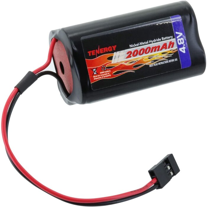 NiMH Receiver RC Battery with Hitec Connectors 4.8V 2000mAh High Capacity Futaba Battery Pack, Square Rechargeable Battery Pack for RC Receivers, Airplanes, and More