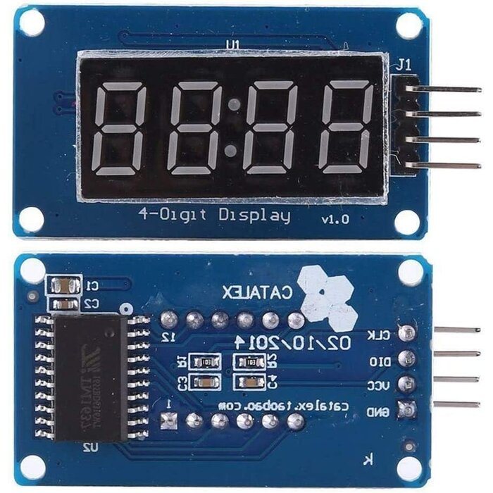 4-DIGIT-LED - HiLetgo - 0.36" 4-Digit Tube LED Segment Display Module Red Common Anode TM1637 Drive Chip Tube Clock Display for Arduino UNO R3