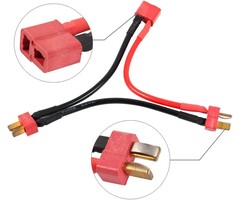 DEANS-SERIES-1F-2M - Youme - Deans T Plug Connector Series Leads with 12awg Silicone Wire 1 Female to 2 Male Connectors for RC Lipo Battery Connection