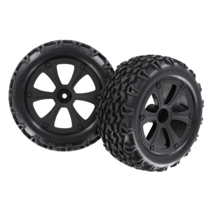 Redcat Racing BS214-009 - Pre-Mounted 1/10th Truck Tires and Wheels (Black) (1pr)