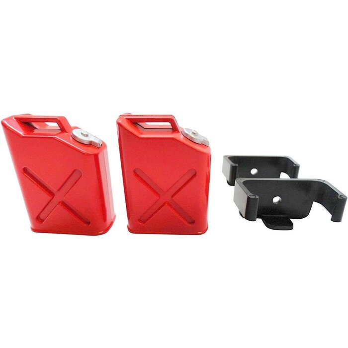 Apex RC Products - 1/10 Scale RC Rock Crawler Red Jerry Gas Can Jugs W/Brackets - 2 Pack 4052