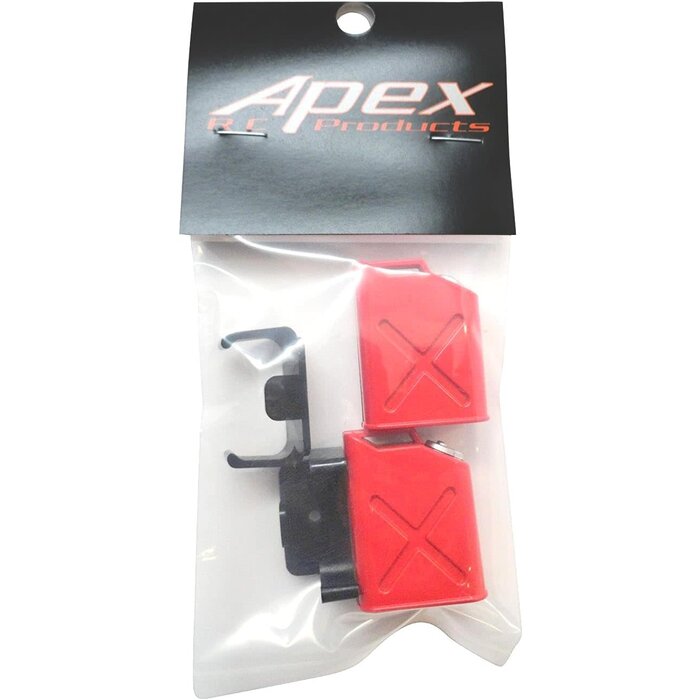 Apex RC Products - 1/10 Scale RC Rock Crawler Red Jerry Gas Can Jugs W/Brackets - 2 Pack 4052