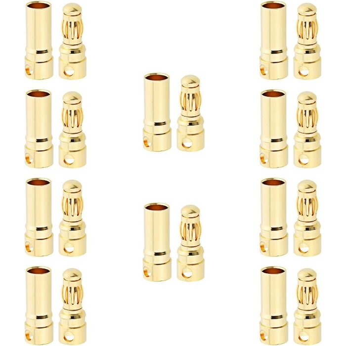 HobbyPark  Products 3.5mm Male / Female Gold Plated Bullet Connectors Plugs - 10 Pair #1102