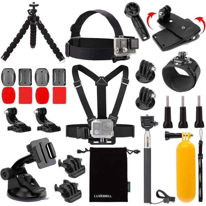 SP0006 - Luxebell 14 in 1 Accessories Kit for AKASO EK5000 EK7000 4K WiFi Action Camera GoPro Hero 11 10 9 8 7 6 5/Session 5/Hero 4/3+/3/2/1 Max Fusion SJ4000 SJ5000