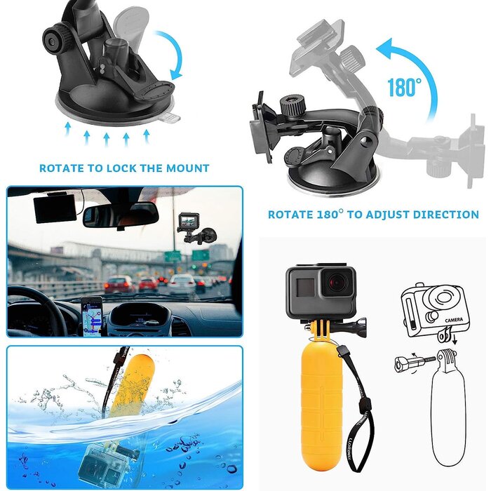 SP0006 - Luxebell 14 in 1 Accessories Kit for AKASO EK5000 EK7000 4K WiFi Action Camera GoPro Hero 11 10 9 8 7 6 5/Session 5/Hero 4/3+/3/2/1 Max Fusion SJ4000 SJ5000