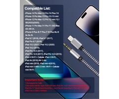 M/LIGHT-AUX-3FT - Aux Cord to iPhone 14 Pro Max, Lightning to 3.5mm Male Audio Cable Braided 3FT Auxiliar Ox Wire for Apple 14Pro 14 Plus 13 Pro Max 13 12 Mini X XR iPad iPod, iPhone Aux Chord for Car Speaker Headphone