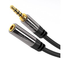KD-TRRS-EXT-15FT - KabelDirekt - TRRS, 4-Pole, 3.5mm Male to Female Headset Extension Lead/Extension Cable with Break-Proof Metal Plug, Ideal for Connecting a Gaming Headset or Headphones with Microphone
