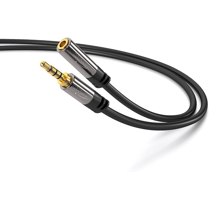 KD-TRRS-EXT-15FT - KabelDirekt - TRRS, 4-Pole, 3.5mm Male to Female Headset Extension Lead/Extension Cable with Break-Proof Metal Plug, Ideal for Connecting a Gaming Headset or Headphones with Microphone